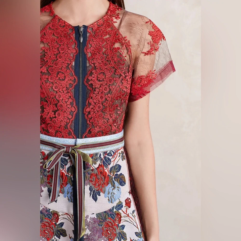 Byron Lars Winter Rose Dress Red Motif - Picture 3 of 16